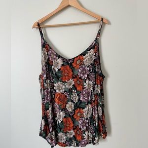 Torrid Women's Floral Scoop Neck Strappy Tank Top Sleeveless Navy White Size 5X